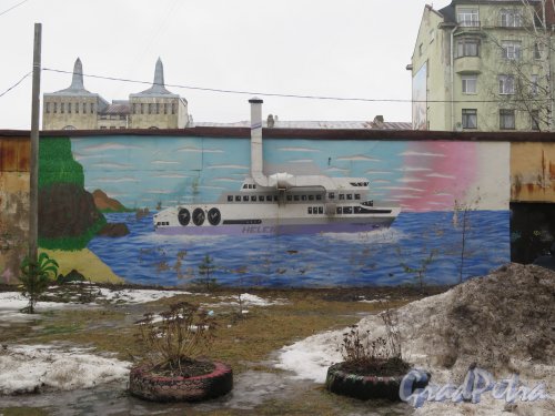 Пр. Ленина (Выборг), д. 24. Граффити на стене дворового флигеля жилого дома. фото февраль 2016 г.