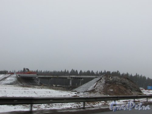 Реконструкция трассы А-181 (Е-18 «Скандинавия») Перестройка автомобильной развязки с трассой 41А-025. Фото 20 декабря 2019 года.