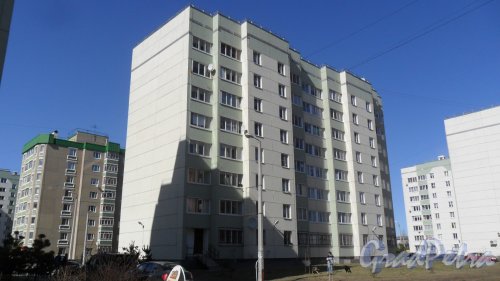 Ленинградская область, г. Всеволожск, Микрорайон Южный, Московская улица, дом 24. 8-этажный панельный дом 2009 года постройки. Фото 11 апреля 2015 года.
