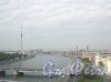 Река Большая Невка. Перспектива с крыши дома 21 по Пироговской наб. (БЦ «Нобель») в сторону Приморского района. Фото 19 сентября 2014 г.