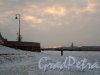 Река Нева. Эрмитажная пристань у впадения Зимней канавки зимой. Фото март 2018 г.