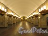 Станция метро «Гражданский проспект». Общий вид подземного зала со стороны торца. Фото 19 февраля 2020 г.