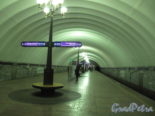 Станция метро «Старая Деревня». Общий вид подземного вестибюля. Фото март 2014 г. 