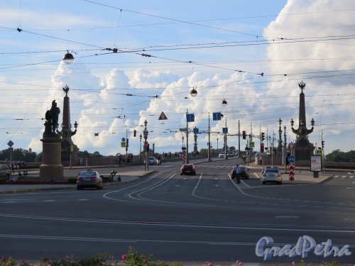 Троицкий мост. Вид со стороны Суворовской площади.  Фото 2014 г.