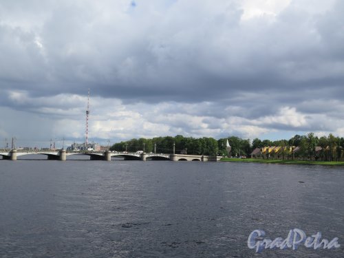 Ушаковский мост. Общий вид моста с Примовского проспекта. Фото август 2017 г.