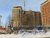 Ушаковская набережная, дом 3. Строительство корпусов «В1» и «Г5» ЖК «RIVERSIDE» со стороны набережной Чёрной речки. Фото 11 февраля 2015 года.