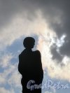 Памятник А. А. Ахматовой. Фигура памятника на фоне неба (контражур). фото апрель 2018 г.