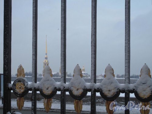 Дворцовая наб., д. 6. Мраморный дворец. Ограда Мраморного дворца зимой. Фото январь 2011 г.