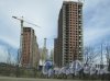 Усть-Славянка. Строительство жилого комплекса «Невские Паруса». Вид со стороны Советского проспекта. Фото 1 мая 2017 года.