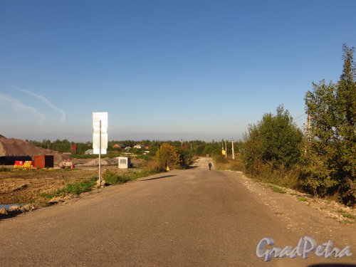 Поселок Дони. Въезд со стороны Киевского шоссе на территорию садоводств Дони (Пушкинский район) и Дони (Гатчинский район). Фото 7 сентября 2014 года.