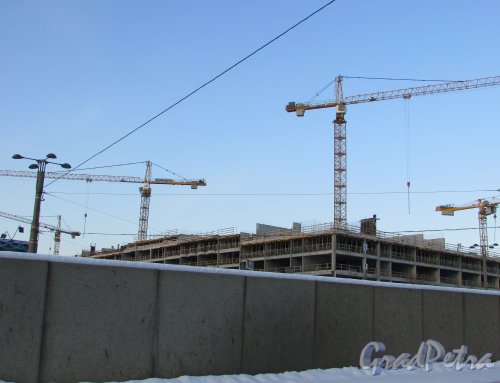 Строительство жилого комплекса «Смольный проспект» на уровне 7 этажа. Фото 5 января 2016 года.