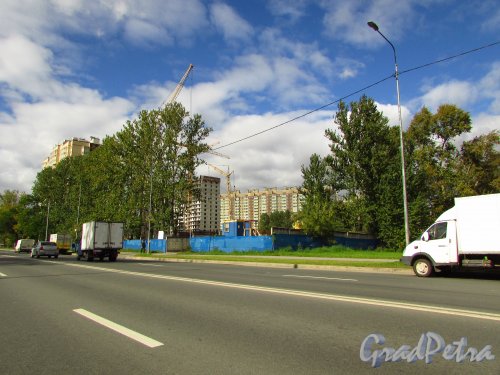 Общий вид участка строительства жилого комплекса «Невская Звезда». Фото 8 сентября 2016 года.