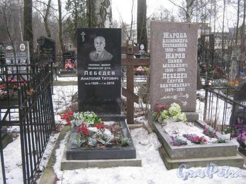 Богословское кладбище. Захоронение Жаровых-Лебедевых. Фото февраль 2014 г.