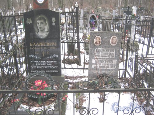 Богословское кладбище. Могилы Блажевичей. Фото февраль 2014 г.