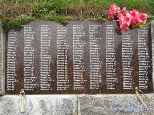 Список погибших, захороненных в братской могиле на мемориале «Память» (буквы Г-Ж). Фото 26 сентября 2014 года.