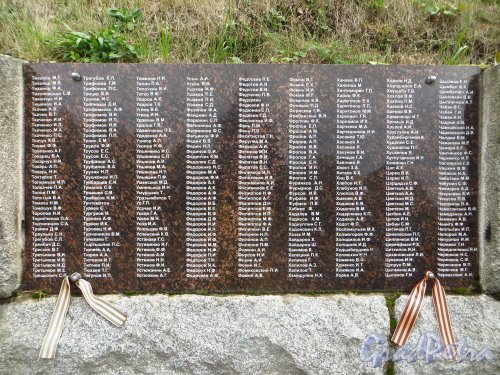 Список погибших, захороненных в братской могиле на мемориале «Память» (павшие Тихонов М.Т. - Черкасский А.И.). Фото 26 сентября 2014 года.