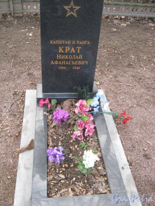 Захоронение Н.А. Крата на Мартышкинском братском захоронение в городе Ломоносов. Фото 7 марта 2014 г.