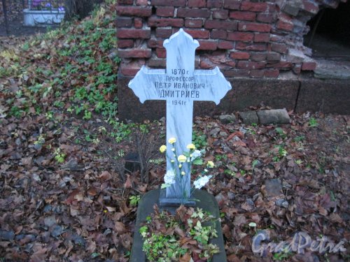 Захоронение П.И. Дмитриева на Волковском Лютеранском кладбище. Фото 11 ноября 2014 г.