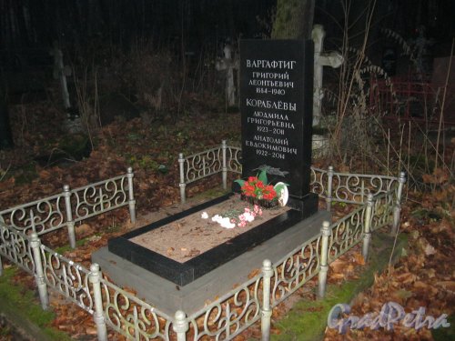Захоронение Варгафтинга-Кораблёвых на Волковском Лютеранском кладбище. Фото 11 ноября 2014 г.