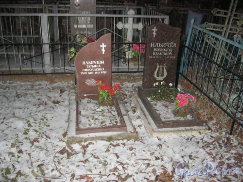 Захоронение Ильичёвых на Новом кладбище в городе Гатчина. Фото 11 декабря 2014 г.