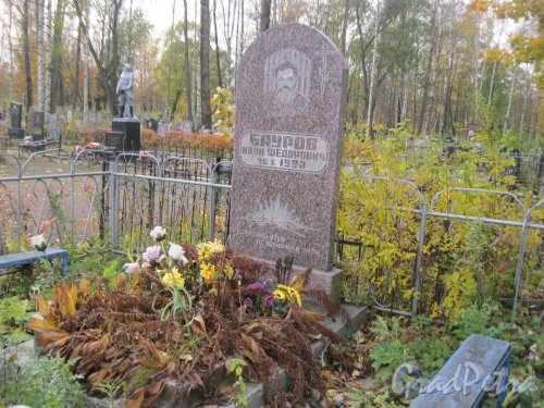 Пос. Стрельна, Стрельнинское кладбище. Захоронение И.Ф. Баурова. Фото 16 октября 2014 г.