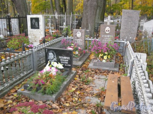 Пос. Стрельна, Стрельнинское кладбище. Захоронение семьи Кузьмичёвых. Фото 16 октября 2014 г.