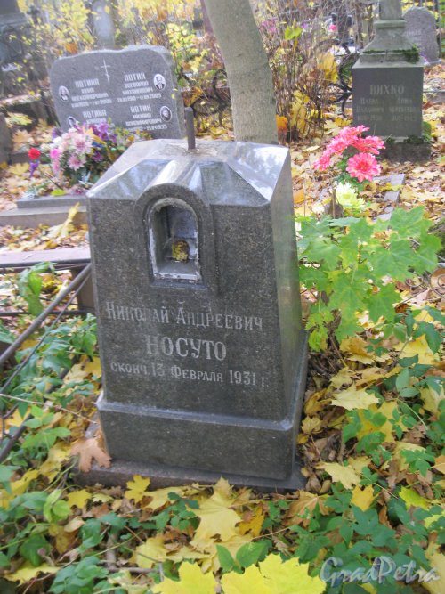 Пос. Стрельна, Стрельнинское кладбище. Надгробие Н.А. Нолсуто. Фото 16 октября 2014 г.