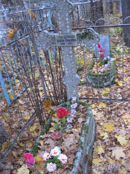 Г. Ломоносов, Мартышкинское кладбище. Захоронение Е.С. Скородумовой  (1989-1964). Фото 16 октября 2014 г.