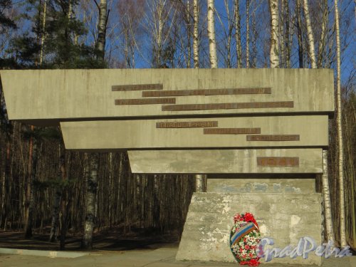 Парк Сосновка. Мемориальный комплекс в память о военном аэродроме «Сосновка». Левая «крыло» монумента. Фото 26 марта 2014 года.