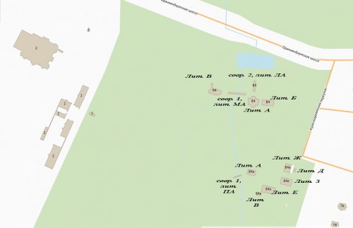 План расположения исторических объектов в парке Собственная дача