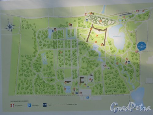 Ораниенбаумский парк. План парка у входа с площади И.Ф. Стравинского. фото июль 2018 г.