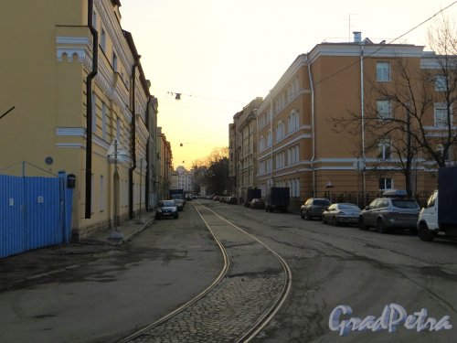 Перспектива Дегтярного переулка от поворота в строну улицы Моисеенко. Фото 28 февраля 2014 г.