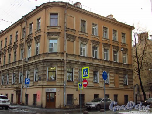 Артиллерийский переулок, дом 3 / ул. Короленко, дом 10. Фасад здания со стороны Артиллерийского переулка. Фото 29 января 2016 года.