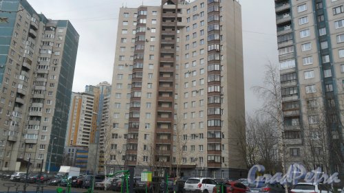 Клочков переулок, дом 6, корпус 1. 17-этажный жилой дом 2003 года постройки. 1 парадная, 83 квартиры. Вид дома со двора. Фото 22 апреля 2016 года.