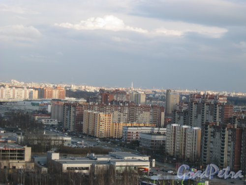 Приморский р-н. Вид с крыши дома 2 по Лыжному пер на район Приморского шоссе. Фото 14 апреля 2014 г.