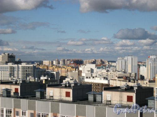 Приморский р-н. Вид с 25 этажа дома 2 по Лыжному пер. в сторону Богатырского проспекта. Фото 15 апреля 2014 г.