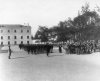 Военные занятия на плацу перед зданием Гатчинского сиротского института императора Николая I. Фото начала XX века.