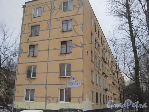 Ленинский пр., дом 119, корпус 4. Фрагмент здания. Вид со стороны дома 119, литера Б. Фото 12 января 2014 г.
