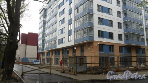 Костромской проспект, дом 10, литер А. Офис передачи квартир(будка на заднем плане, добираться партизанскими тропами согласно указателю на Фотографии). Фото 11 мая 2014 года.