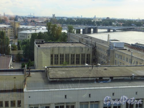 Малоохтинский пр., дом 68. Общий вид здания. Фото 2 июля 2014 года.