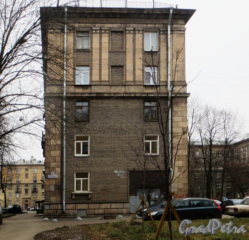 Проспект Стачек, дом 36, корпус 2, литера А. Торец жилого дома со стороны проспекта Стачек. Фото 29 ноября 2014 года.