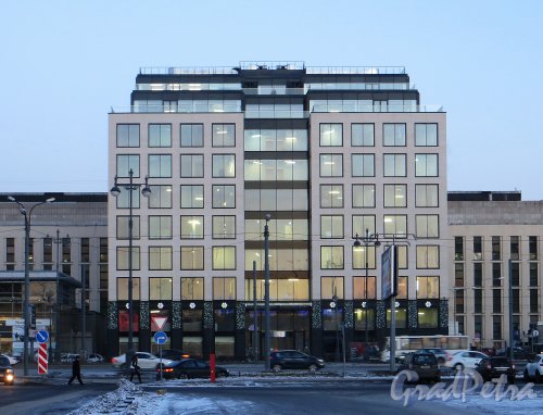 Московский проспект, дом 156, литера А. Общий вид бизнес-центра «Electro» со стороны Московского проспекта. Фото 21 января 2015 года.