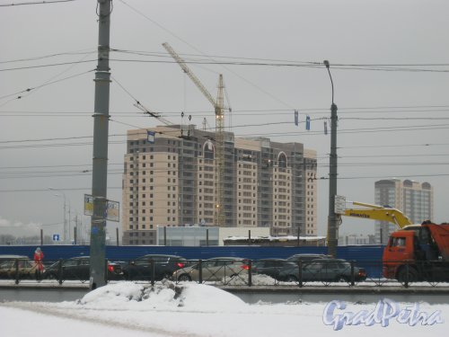 Дальневосточный пр., участок 2 Строительство жилого комплекса от СК Setl City. Вид с ул. Коллонтай. Фото 28 января 2015 г.