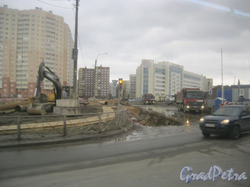 Дунайский пр. Строительство авто-развязки на пересечении с Предпортовой ул. Фото 3 апреля 2015 г. 