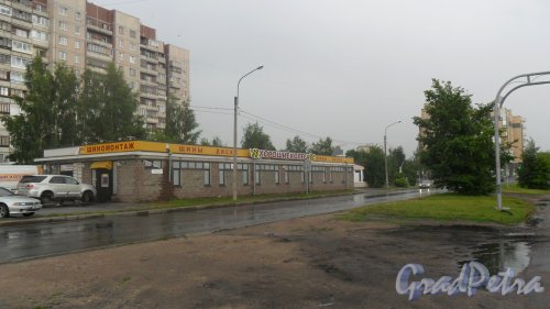 Новоколомяжский проспект, дом 4, корпус 5. Торговый павильон. Фото 10 июля 2015 года.