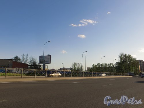 Общий вид участка на пересечении Дунайского проспекта и проспекта Космонавтов со стороны Дунайского проспекта. Фото 7 июня 2015 года.
