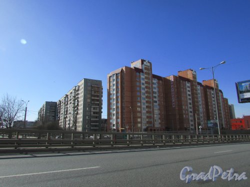 проспект Косыгина, дом 33, корпус 1, литера Б. Общий вид жилого дома со стороны Колтушского путепровода. Фото 22 марта 2016 года.