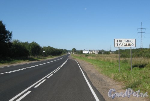 Лен. обл., Гатчинский р-н, Шоссе А-120 перед деревней Тяглино. Фото август 2013 г.