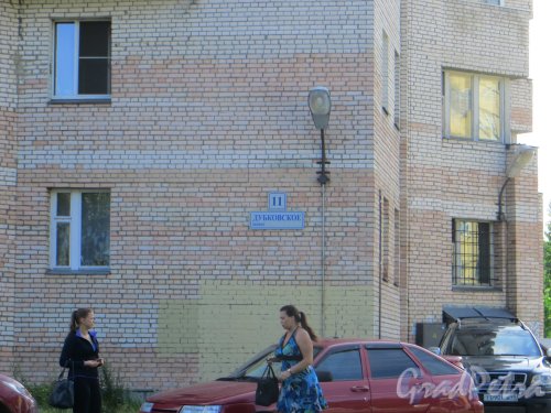 г. Сестрорецк, Дубковское шоссе, дом 11. Фрагмент фасада с номером дома. Фото 27 июля 2015 года.