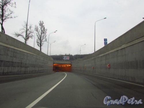 Тоннель в створе Петербургского шоссе со стороны Пулковского шоссе. Фото 30 октября 2016 года.